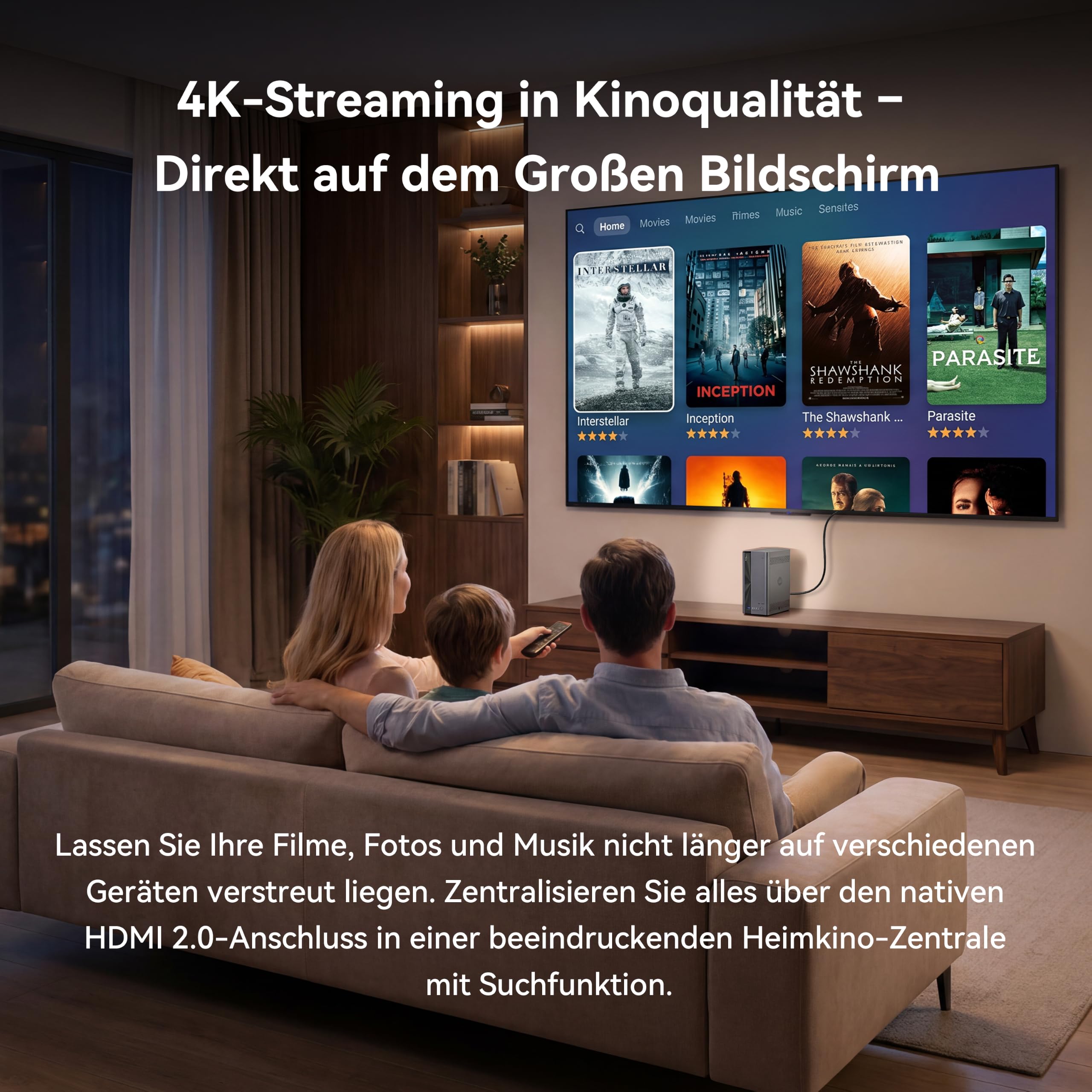 LincStation E1 4-Bay NAS Speicher, 4GB RAM, 64GB eMMC, 2.5GbE Port, Quad-Core, HDMI 2.0 für 4K Mediaserver, Unterstützt NVMe SSD & SATA HDD bis zu 76TB, für iOS/Android/Windows (Ohne Festplatten)