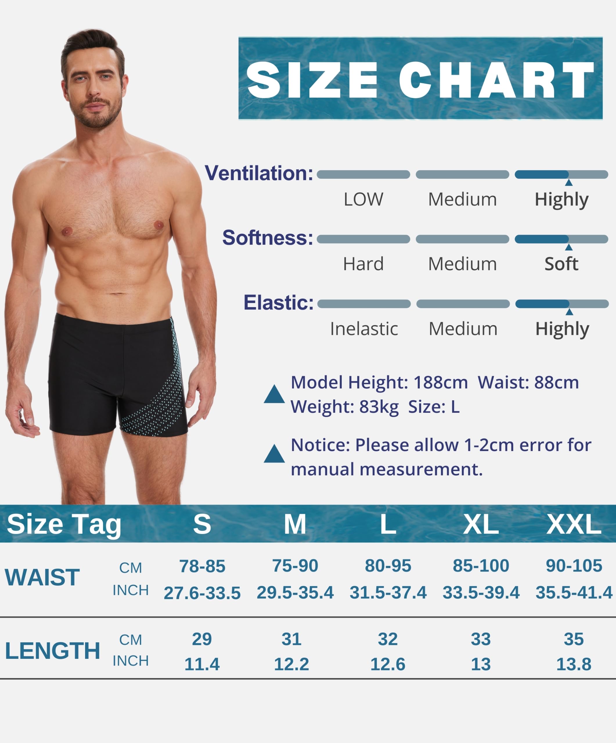 AMZSPORT Bañador de Hombre Secado Rápido Bañadores Boxer con Cordón