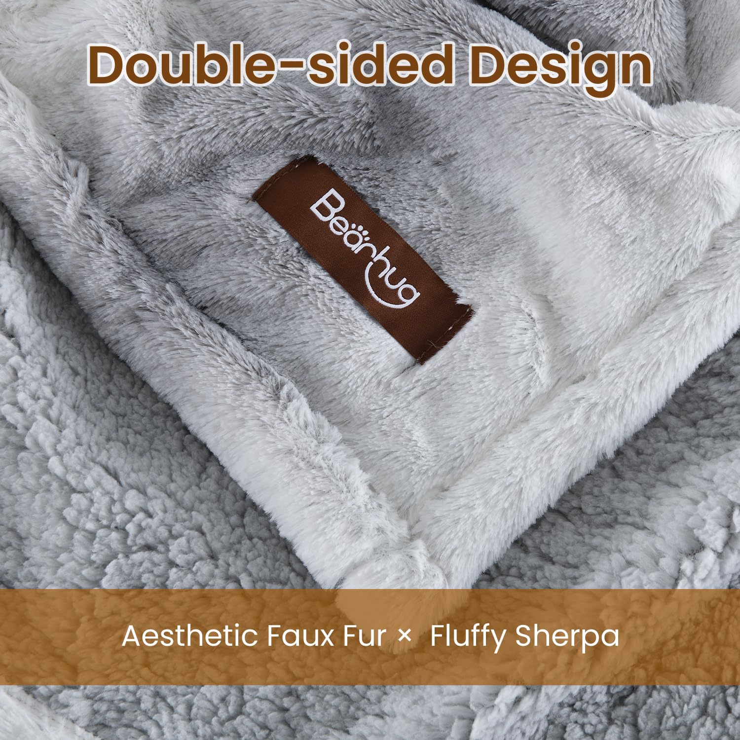 Bearhug Electric Blanket Full Size, 77"x84" Heated Blanket, Cozy Faux Fur& Soft Sherpa, 10 Heat Settings & 1-12 Hours Adjustable Timer, Fast Heating, Over-Heat Protection, 5-Year Warranty