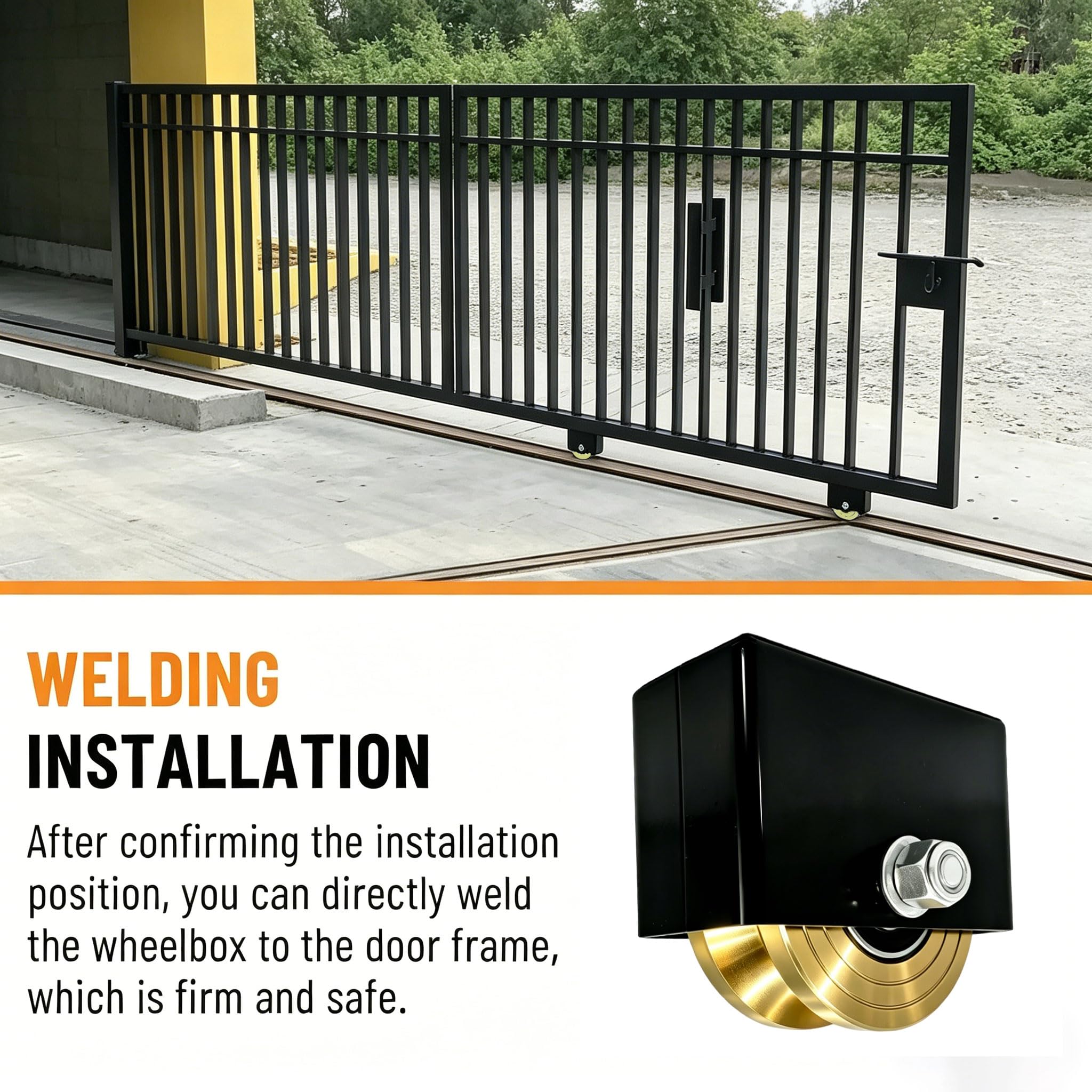 4" Sliding Door Rollers 1 Pack V-Groove Wheel with Welded Bracket Heavy Seal Duty Solid Double Bearing 3000 Lbs Load Capacity Sliding Gate Roller for Garage Door Metal Pipe Gate Fence Gate — Amazon image 5