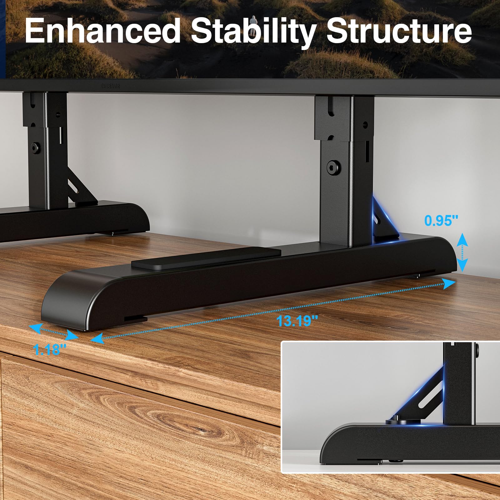 Soporte universal de TV para televisores LCD LED de 19 a 70 pulgadas, patas de TV de altura ajustable de repuesto con capacidad para hasta 110 libras, base de soporte de TV de mesa, VESA 5
