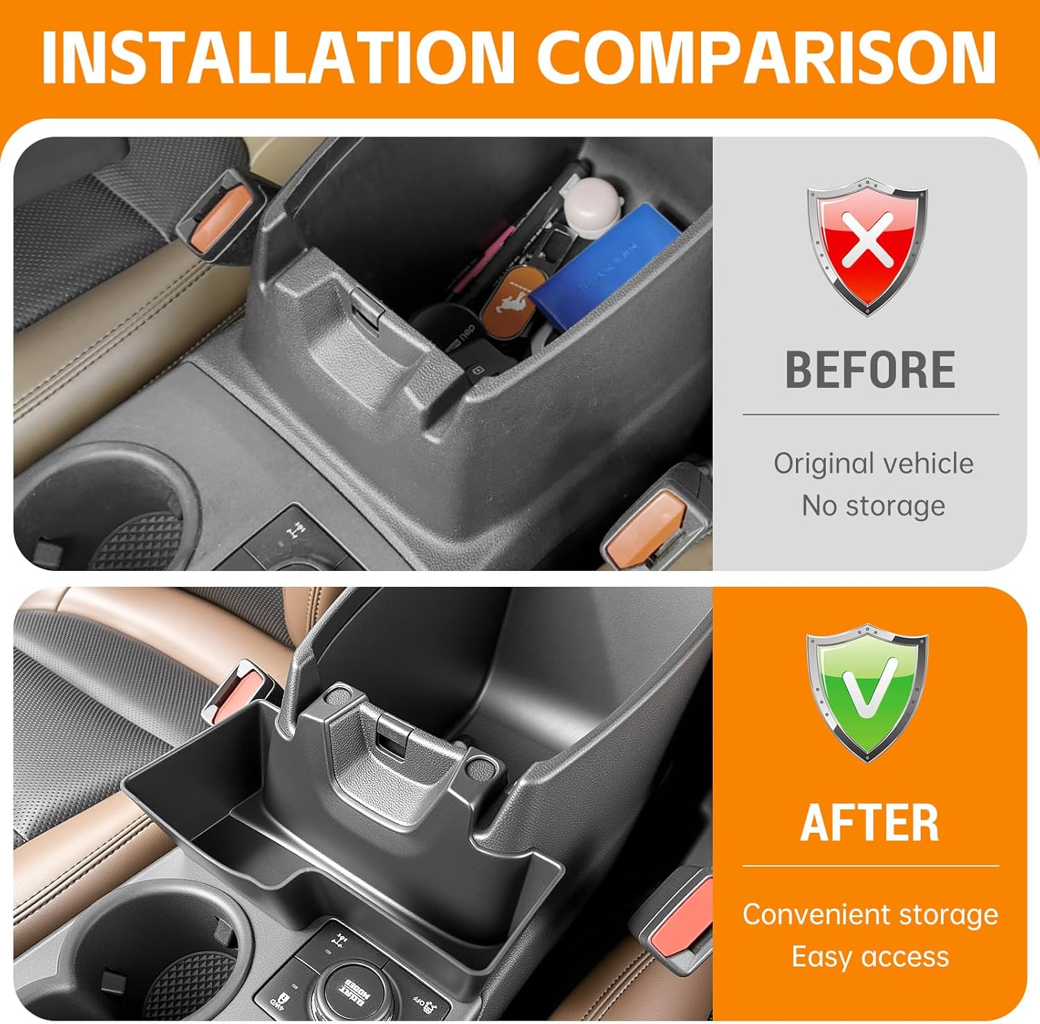 Center Console Organizer Compatible with 2021-2025 Ford Bronco Sport/2020-2025 Ford Escape Hanging Armrest Box Storage Tray for Bronco Sport/Ford Escape Accessories(Hanging Storage Tray)