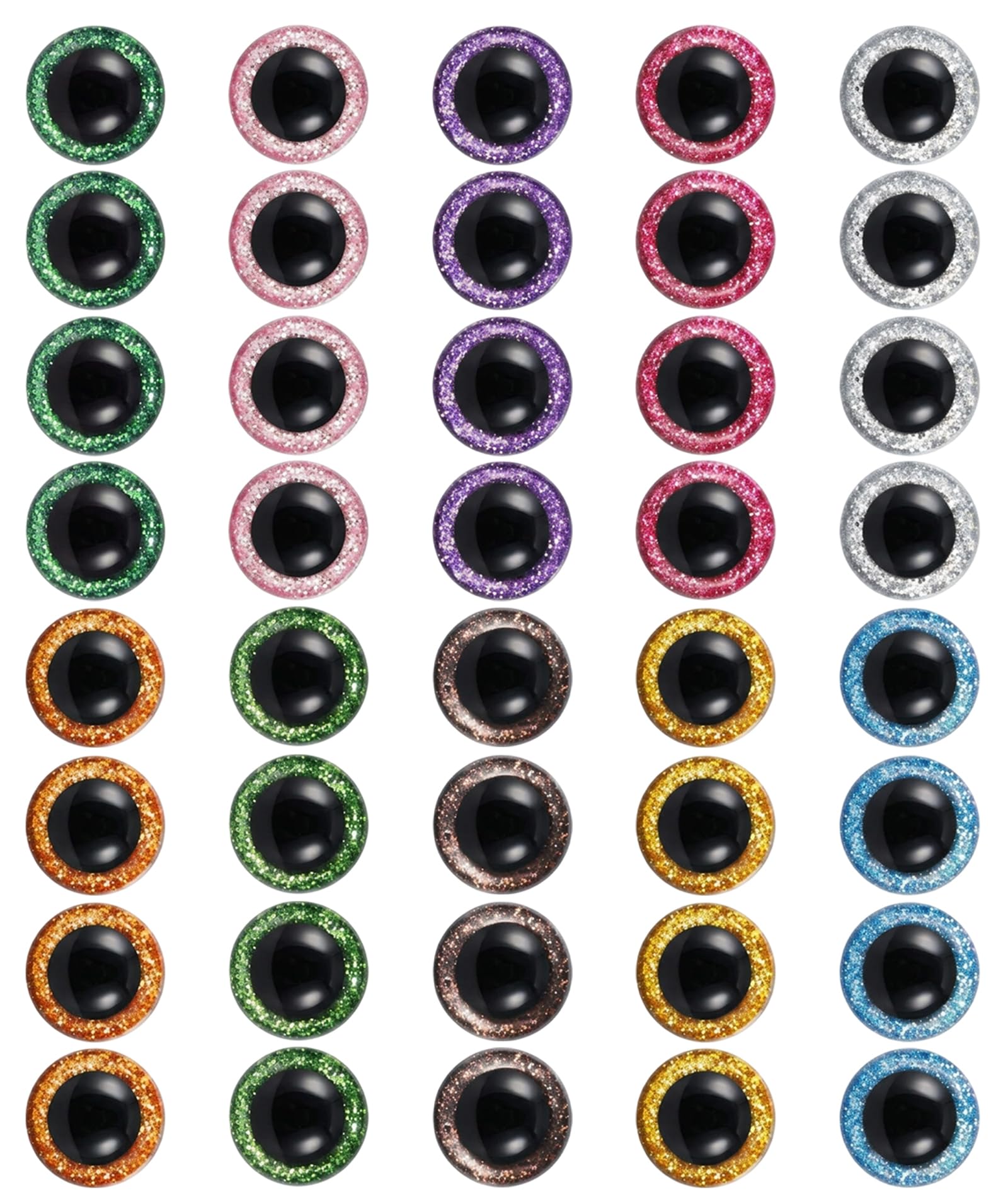 40PCS Eyes for Crochet Toys, Crochet Eyes Kit, Multi-Color Selection Including Purple, Orange, Gold, Grass Green, Pink, Silver, Plum Red, Green, Blue, Brown for Doll Making and Creative Designs-picture-10