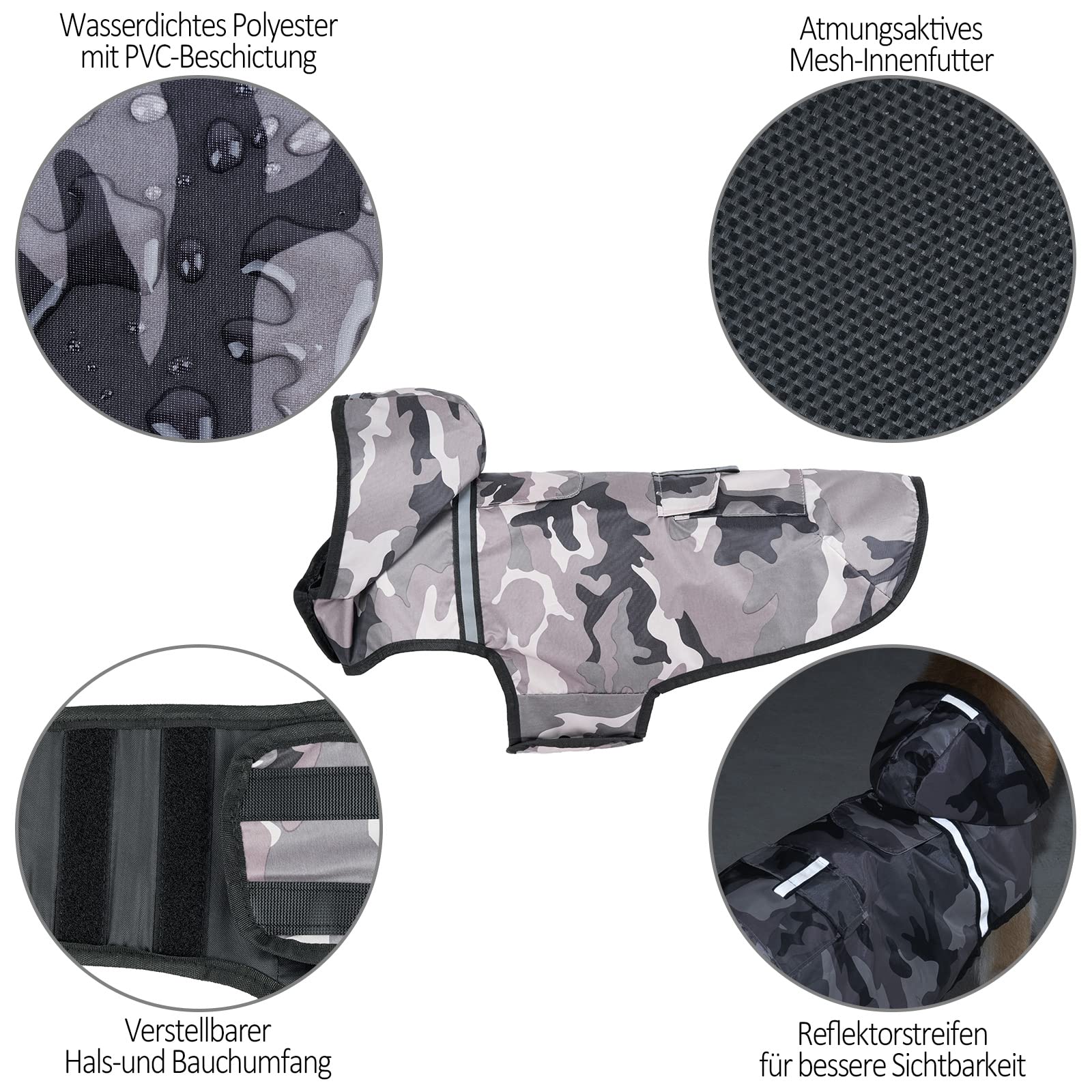 KoKoBin Waterproof Dog Reflective Jacket with Hood Neck Hole Super Light and Breathable Waterproof Jacket for Medium and Large Dogs (XXL - Image 4