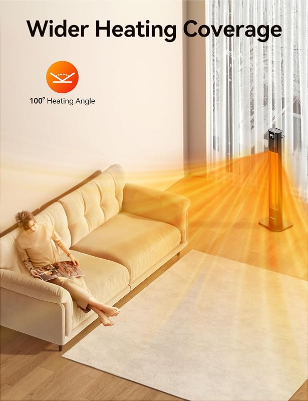 VAGKRI Outdoor Heaters, 1s Heating Carbon Infrared Patio Heaters With Remote, 9 Heat Levels, 24H Timer, IPX5 Waterproof, 42in Electric Space Heaters for Home, Office, Restaurant, Patio, and Garage image 2