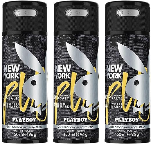 Playboy New York M Deodorant Spray 150ml (Pack of 3)