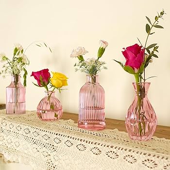 工芸品 Multi Glass Flower Vase (Pink) Amazon.com: Pink Vase for Flowers - Handmade Mosaic Glass