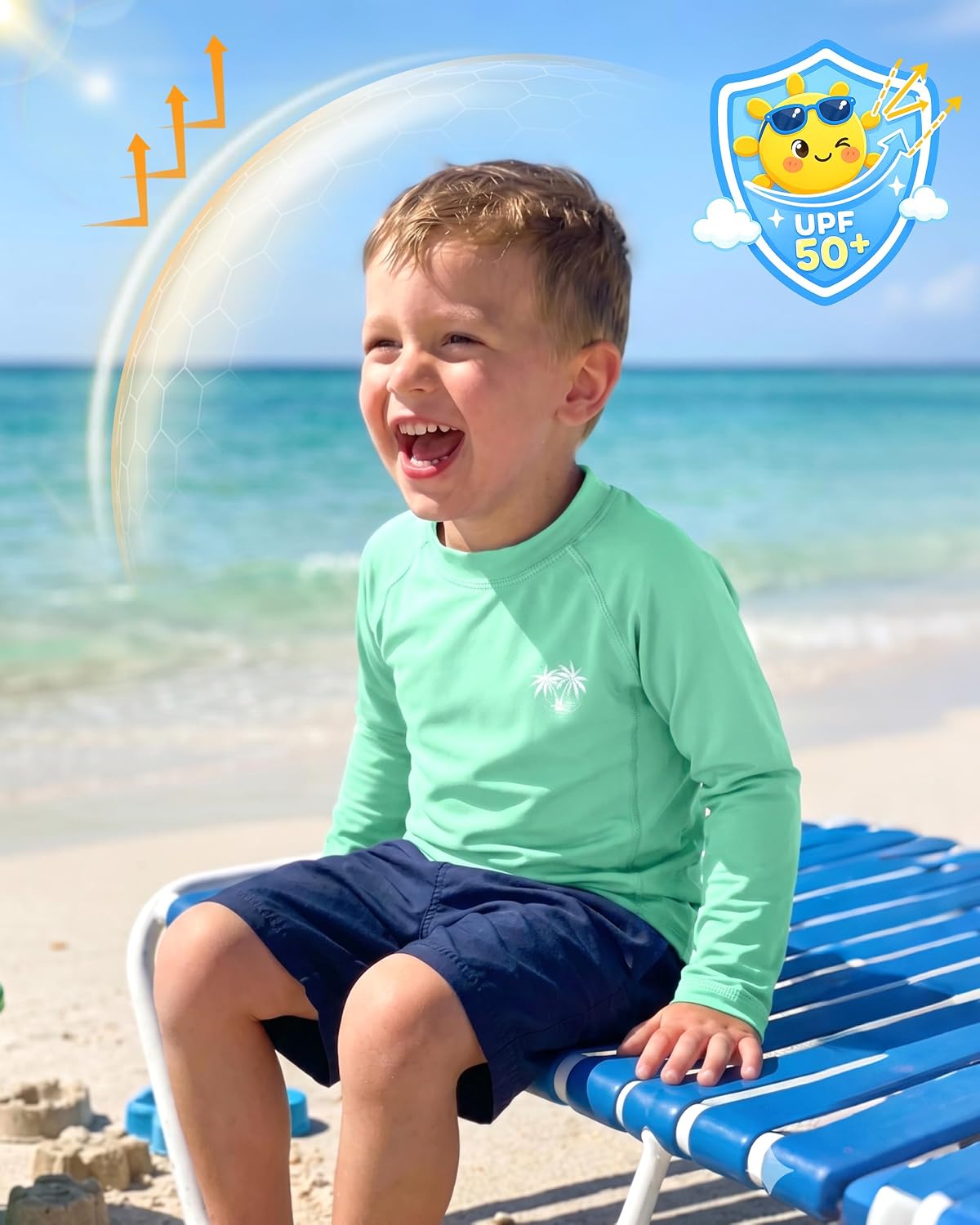 Roadbox Boys UPF 50+ Rash Guard Swim Shirt Kids Long Sleeve Sun Protection