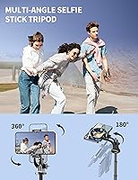 Vista 5 de Trípode de aluminio de 71" para teléfono, trípodes de viaje para iPhone con control remoto, trípode de selfie para celular extensible compatible