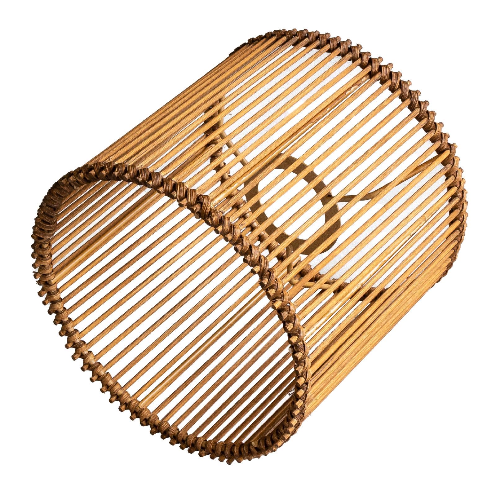 Pantalla redonda de ratán bohemia, para lámpara de mesa, lámpara colgante y de pie, todos los interiores, diámetro de 16 cm (1, bambú marrón)
