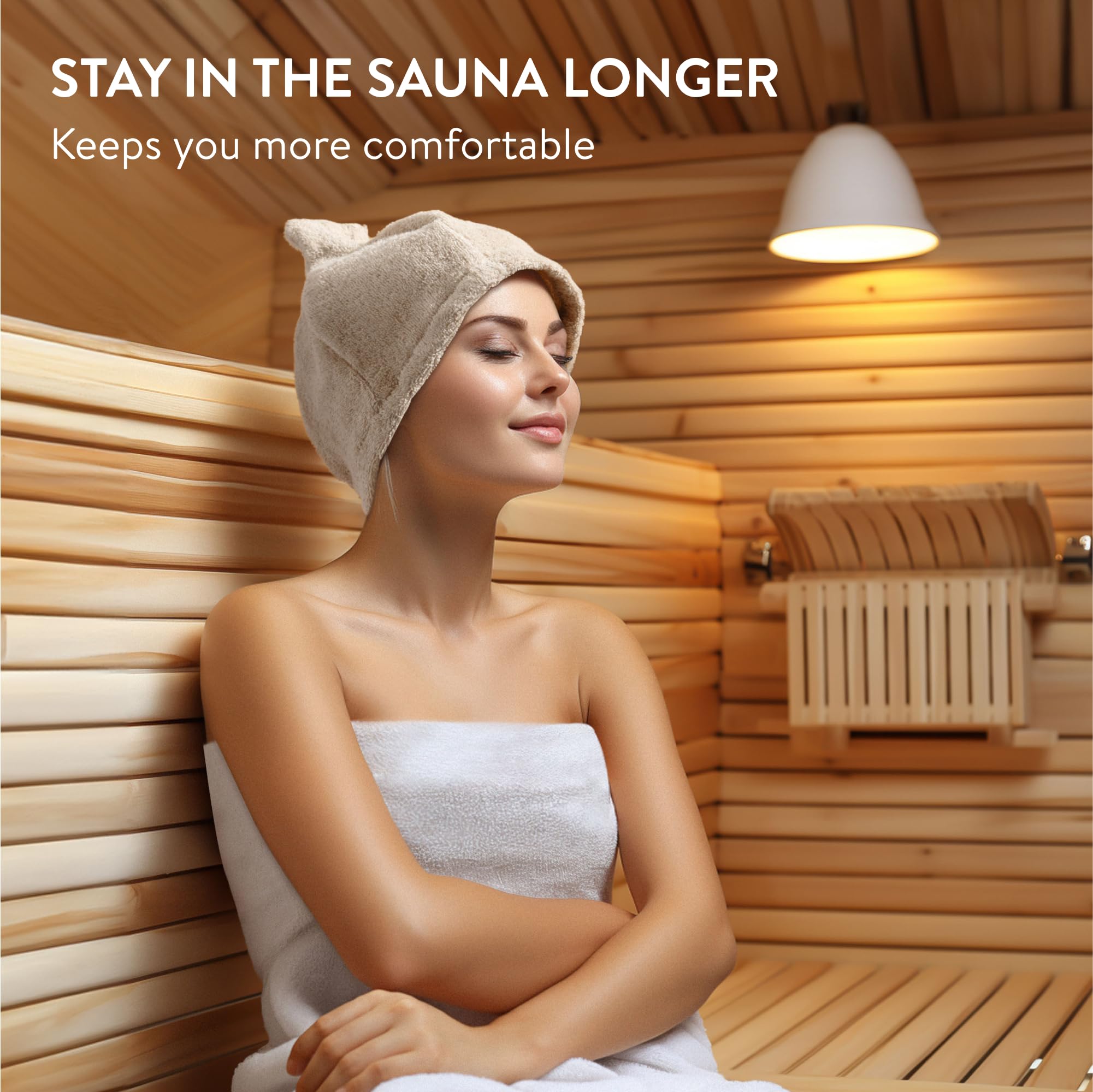 Bonnet de sauna 100% coton éponge 25 x 15 x 3 cm - Accessoire sauna spa hammam résistant à la chaleur