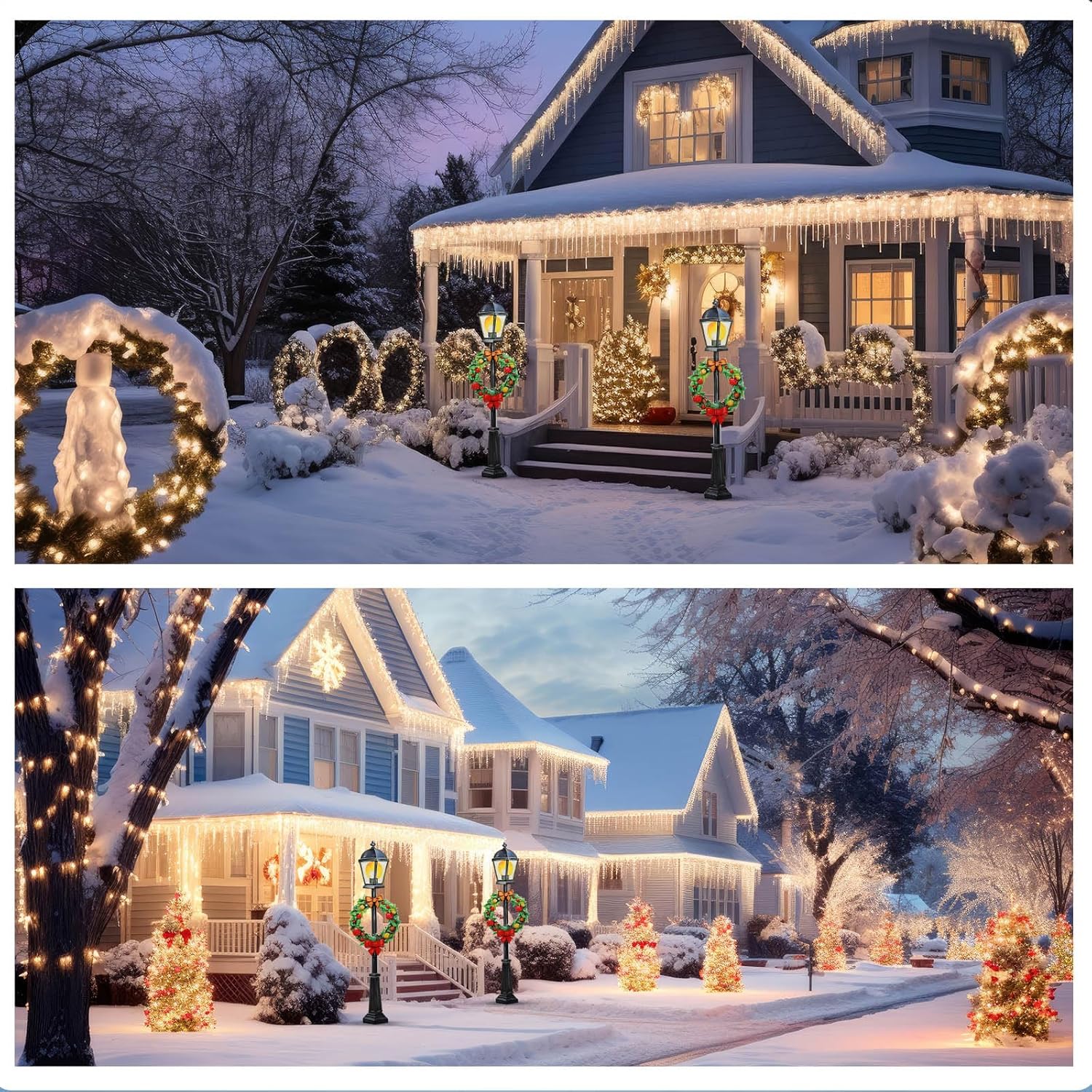 Thyle 6 ft Christmas Lamppost Cardboard Cutout Stand-up Life Size Winter Christmas Party Decoration Backdrop Photo Prop Lamppost with Xmas Wreath Standup Cardboard for Xmas Winter Holiday Decor Supply