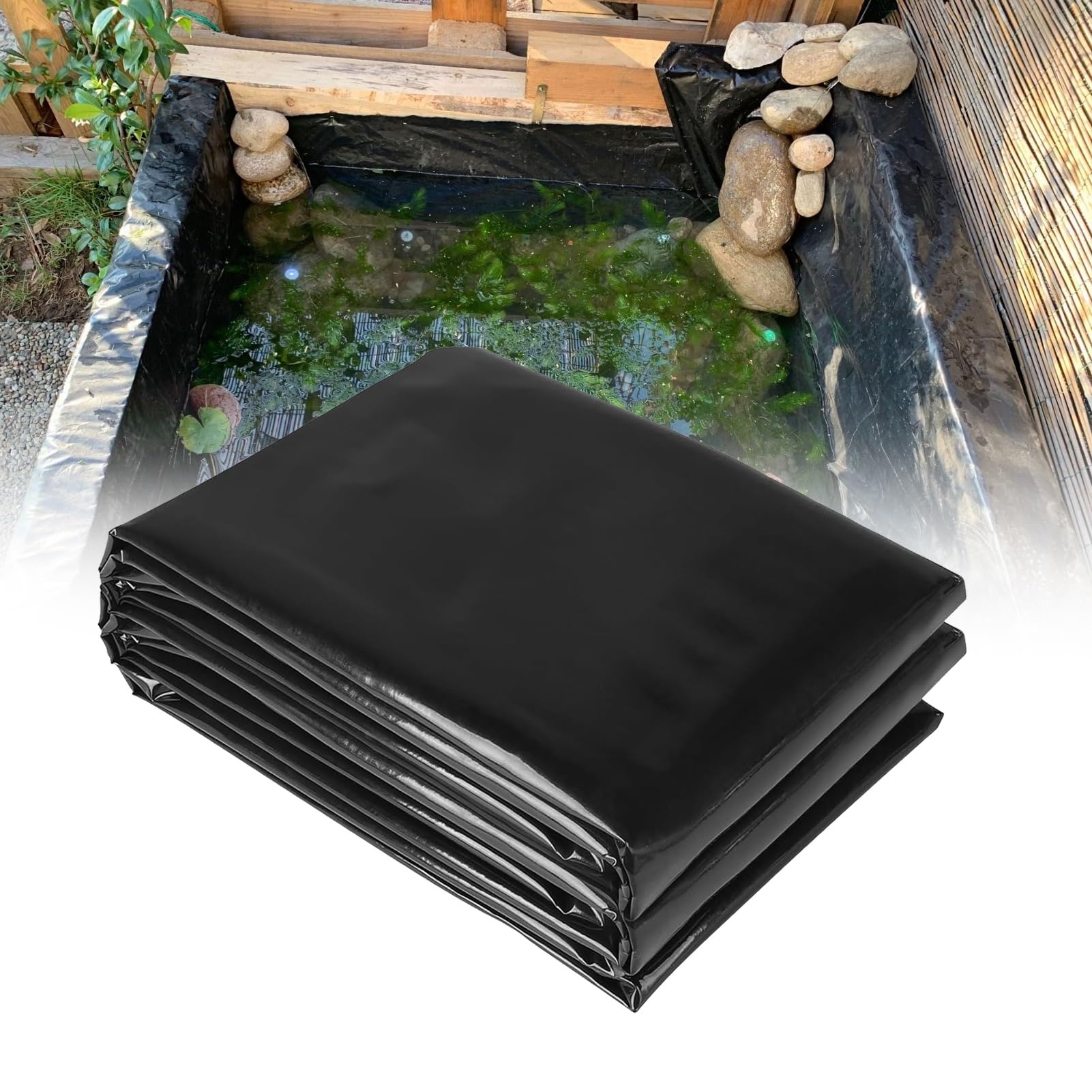 3x4m 4x5m 6x7m 8x10m 10x12m Revestimiento Estanque, Membrana de Piscina Impermeable Flexible y Duradera Peces o Koi, Revestimiento Estanque Cascada Lona Estanque Jardines Acuáticos(6x6m)