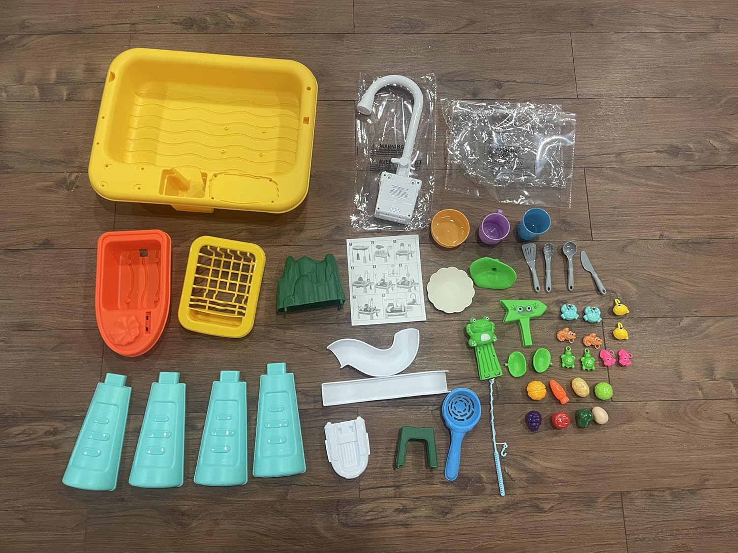 2026 Upgraded Toddler Water Table, 4-in-1 Play Sink with Real Running Water & Pump, Kitchen Sink with Fishing Game, Outdoor Sensory Toys for Kids Toddler Baby Ages 1-3 4-8 (Yellow)