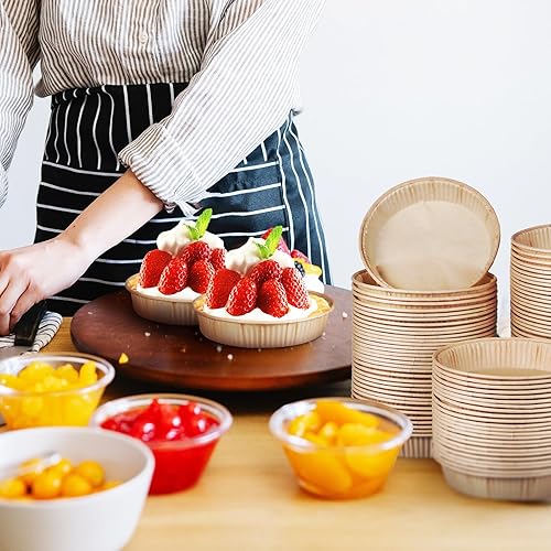 Miniatura 3 de Kichvoe 100 piezas Mini Sartenes para tartas 4 pulgadas pequeño molde redondo quiche hornear pan o magdalenas magdalenas tortas y postres