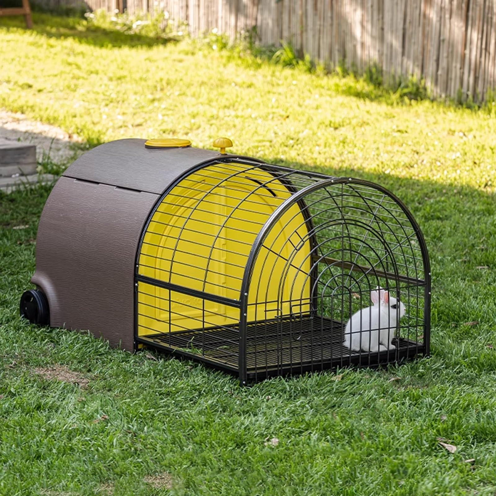 Recinto per Conigli da Esterno con Ruote, Porte Multiple, Facile da Pulire, con Copertura Protettiva Protezione Dalla Pioggia e dal Sole, per Piccoli Animali
