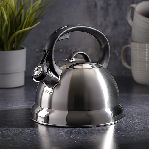 Miniatura 3 de Hervidor de agua para té con silbido Mr Coffee 9140702Flintshire de acero inoxidable 175 qt Plateado