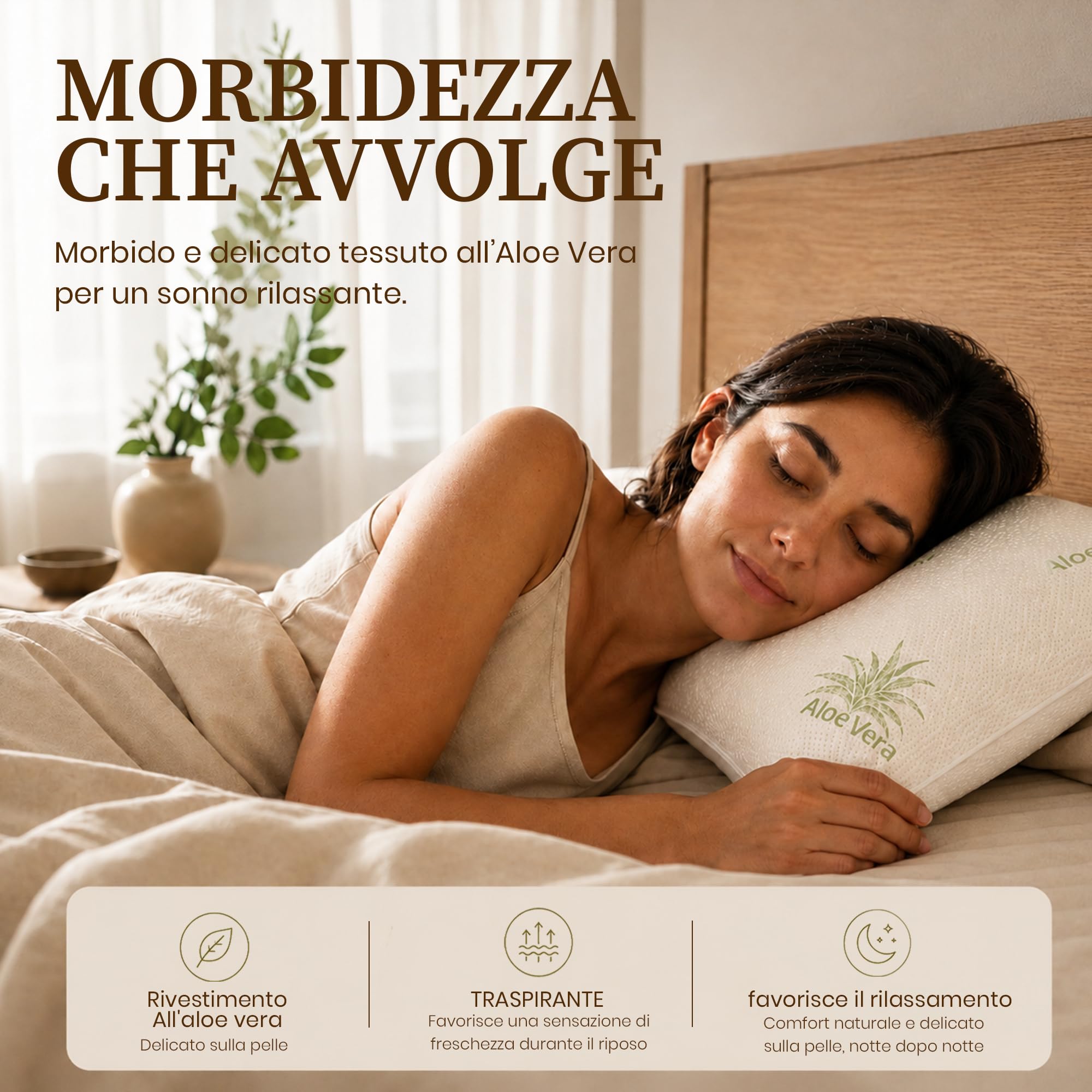DREAM Cuscino Memory Foam Cervicale Saponetta AIR in Aloe Vera 12 cm - Cuscino per Dormire Traspirante Certificato Dispositivo Medico - Guanciale letto Made in Italy con Federa Lavabile Antibatterica