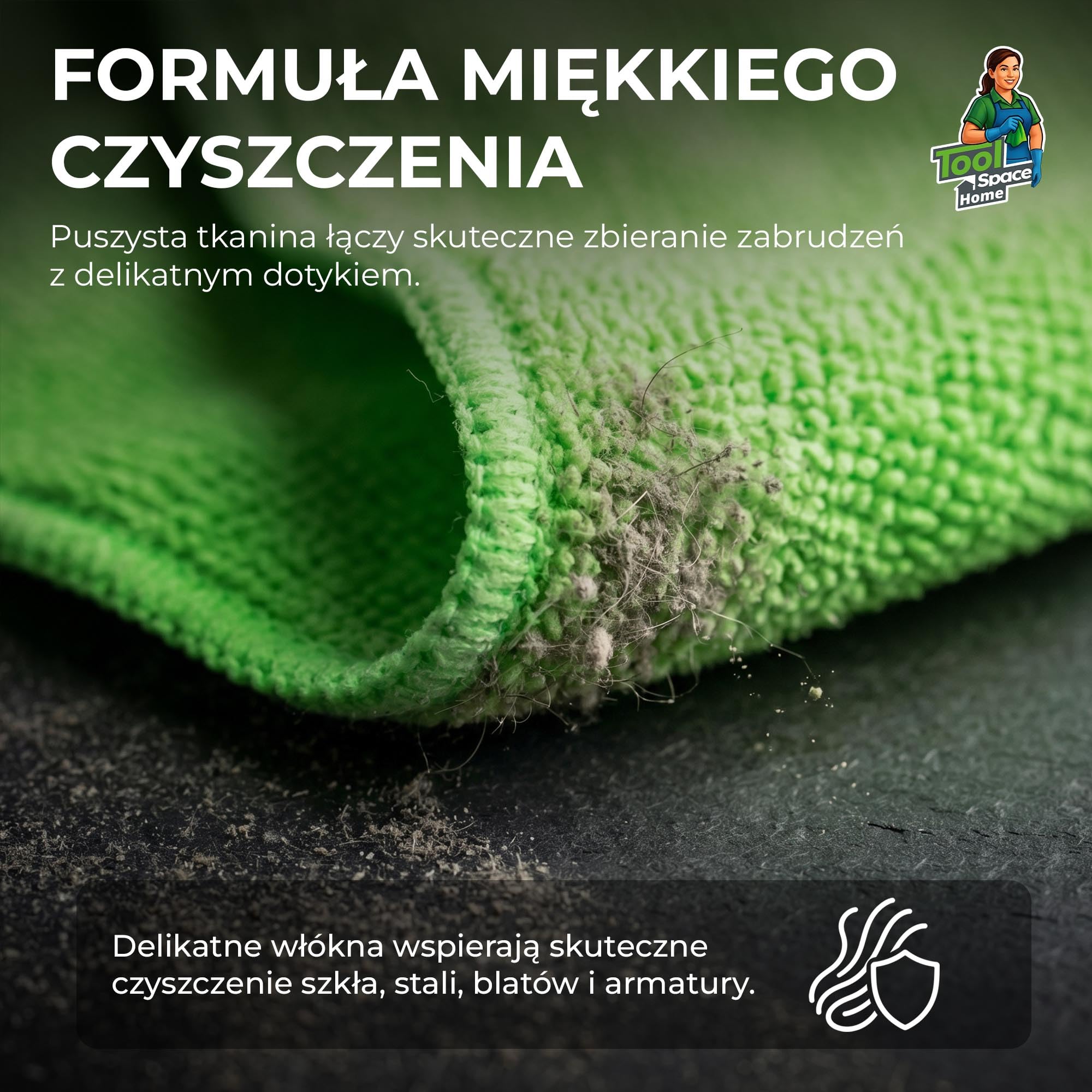 ToolSpace Ścierki z Mikrofibry 50x60cm 5 szt. Duże Ściereczki do Sprzątania Kuchni Łazienki Szyb Auta Mebli Chłonne Wielorazowe Miękkie Bez Smug Uniwersalne do Domu i Samochodu Mikrofibra Premium XL