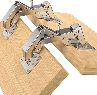 Furniware 4 Stück 170 Grad Soft Close Scharniere für Schranktüren, Kein Vorbohren Schrankscharnier, Küchenschrank mit Dämpfer, Deckelstütze Klappenscharnier, Versteckter für Schrank Möbel Schranktür