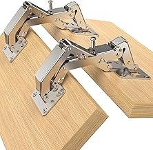 Furniware 2 Stück 170 Grad Soft Close Scharniere für Schranktüren, Kein Vorbohren Schrankscharnier, Küchenschrank mit Dämpfer, Deckelstütze Klappenscharnier, Versteckter für Schrank Möbel Schranktür