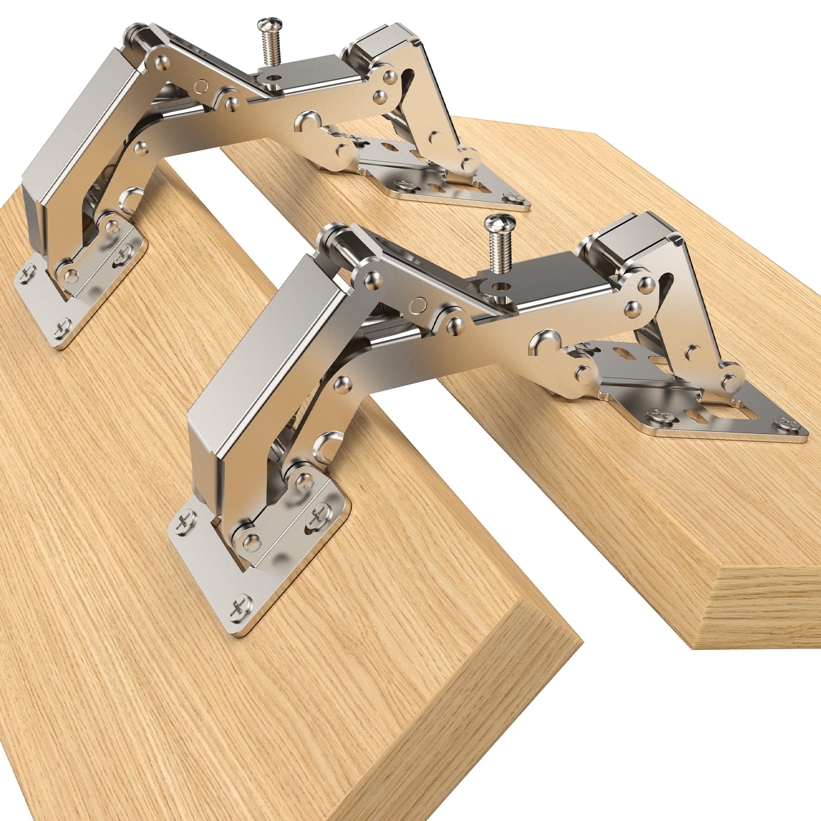 Furniware 2 Stück 170 Grad Soft Close Scharniere für Schranktüren, Kein Vorbohren Schrankscharnier, Küchenschrank mit Dämpfer, Deckelstütze Klappenscharnier, Versteckter für Schrank Möbel Schranktür