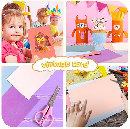 Miniatura 7 de Geyoga Kit de iniciación de 200 hojas de papel de cartulina de colores, 4 x 6 pulgadas, 190 GSM, papel de construcción grueso, colores surtidos para