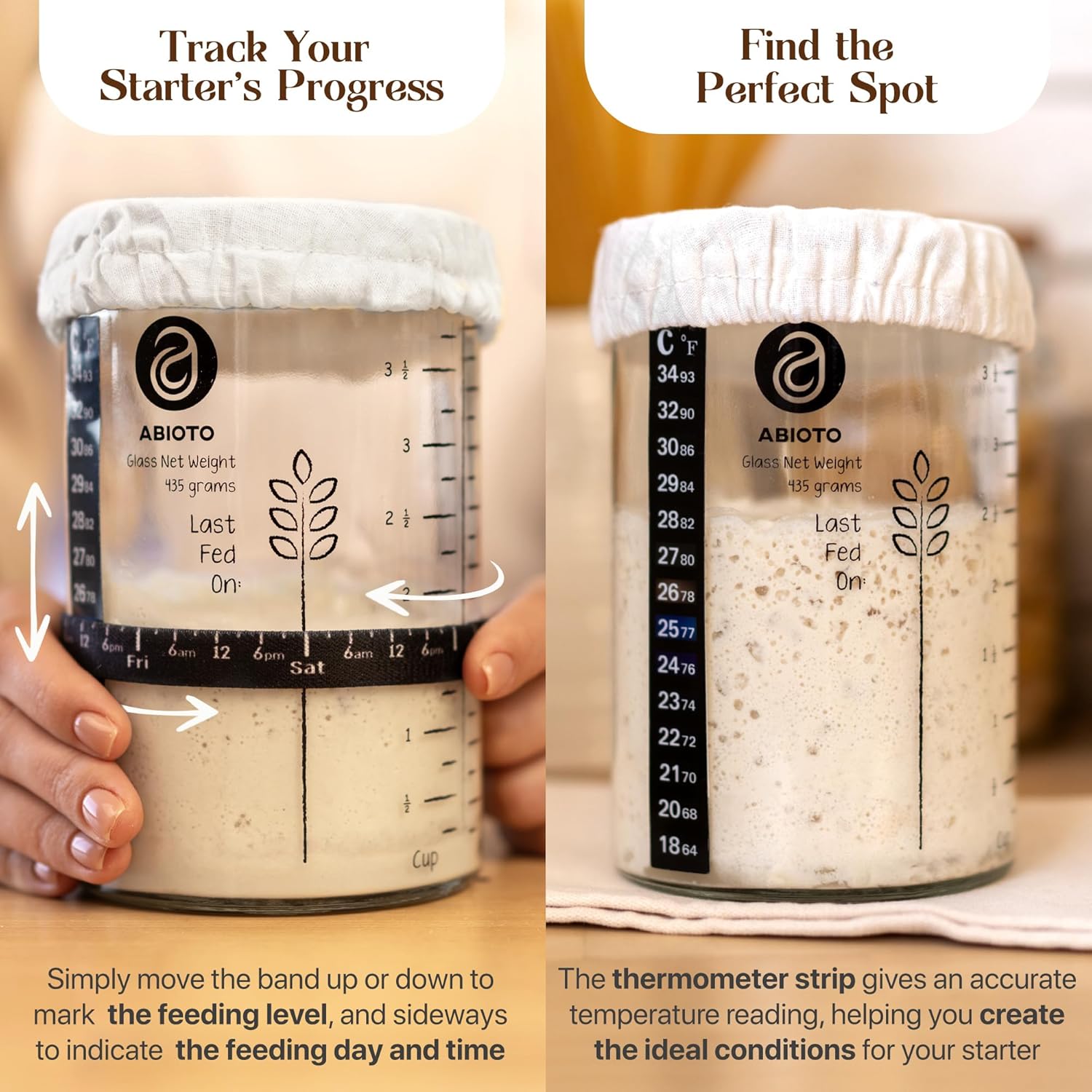 Sourdough Starter Kit with 10" Round & 11" Oval Banneton Proofing Basket and 34oz Starter Jar - Beginner-Friendly Sourdough Bread Baking Supplies and Baking Gifts for Women, Men, and Bread Bakers - Image 3