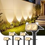 WdtPro Solar Lights Outdoor Waterproof, Solar Spot Lights Outdoor with Optical Lens, Auto ON/Off, 30H+ Runtime, Landscape Spotlights for Flag Yard Path Garden Tree, Warm White 6 Pack