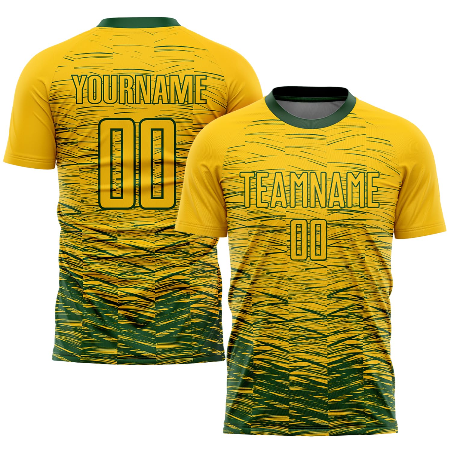 Custom Soccer Jersey Set Personalized Gradient Soccer Shirts Shorts Sets Printed Name Number Sports Practice Team Uniform for Men Women Youth Teens Boys, Design Yellow and Green Athletic Fan Jerseys
