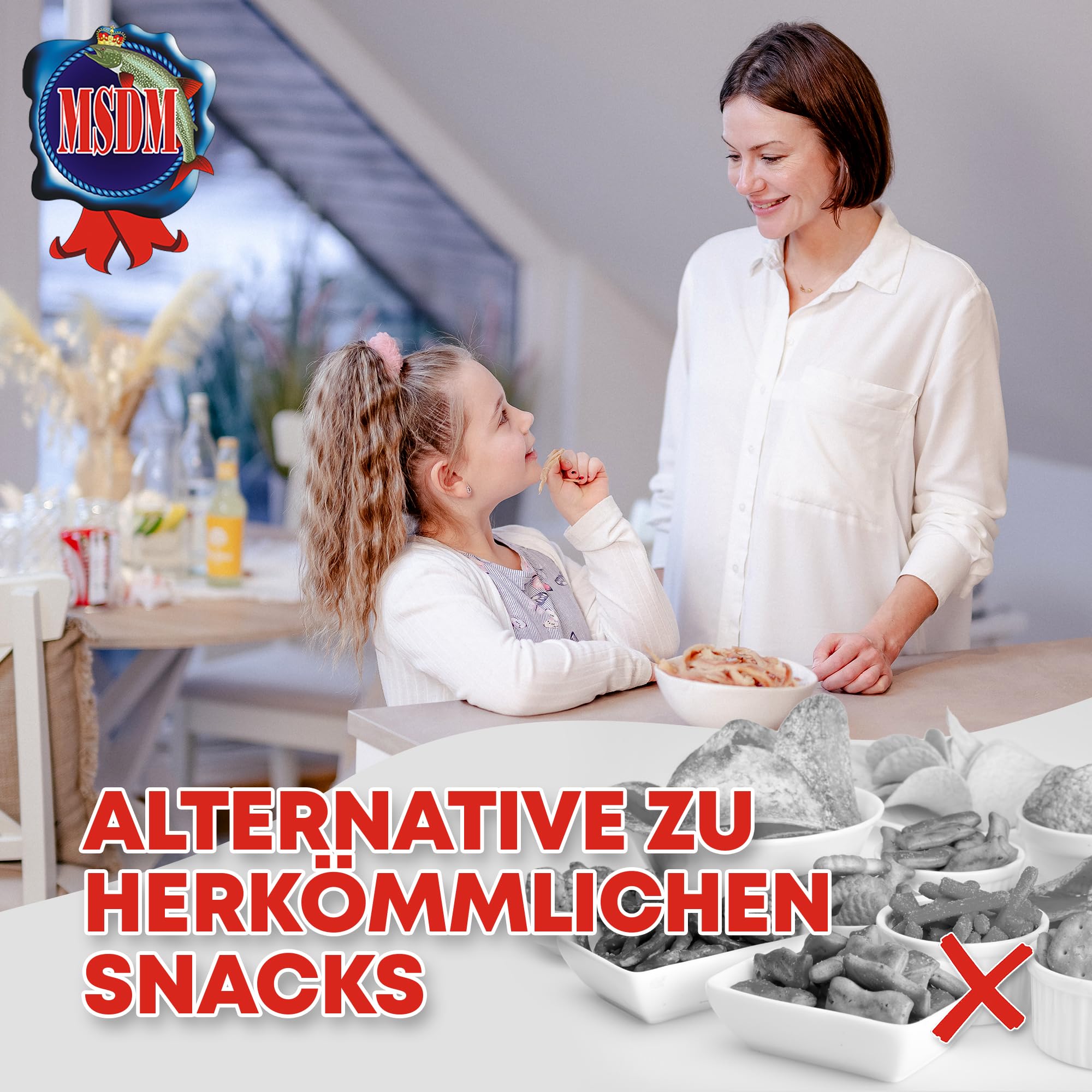 MSDM Peruanischer Tintenfisch 1kg - Fisch Jerky I High Protein I Snacks I Trockenfisch Omega 3 I Beef Jerky, Trockenfleisch & Chips Alternative Salat Topping