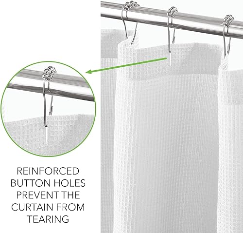 Miniatura 7 de Cortina mDesign de ducha, de tela, con tejido de gofre