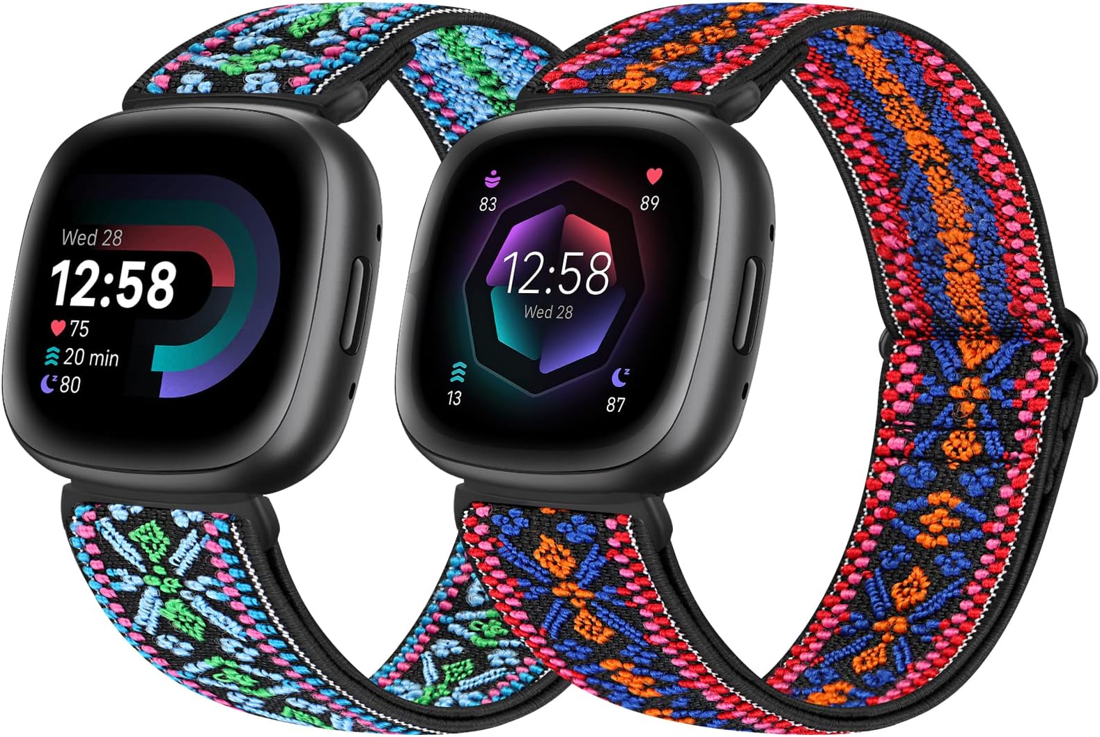 enkic 2 Pack Elastic Watch Strap Compatible with Fitbit Versa 4/Fitbit