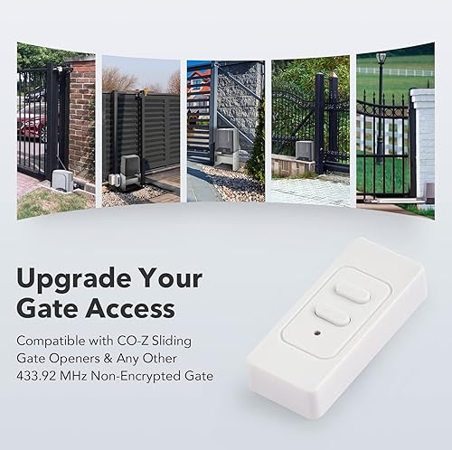 Miniatura 6 de CO-Z WWS1 - Abridor de puerta con control remoto para sistema automático de operador de puerta oscilante, control de teclado de 433.92 Mhz para 2