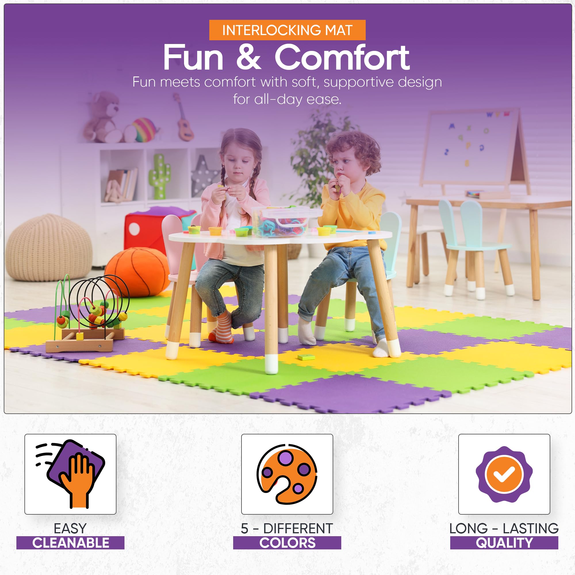FB FunkyBuys Kids Floor Mat 20pc Exercise Mat Solid Foam EVA Playmat Kids (Multi-Color, 20 Piece), Multicolor, 20 pcs - Image 6