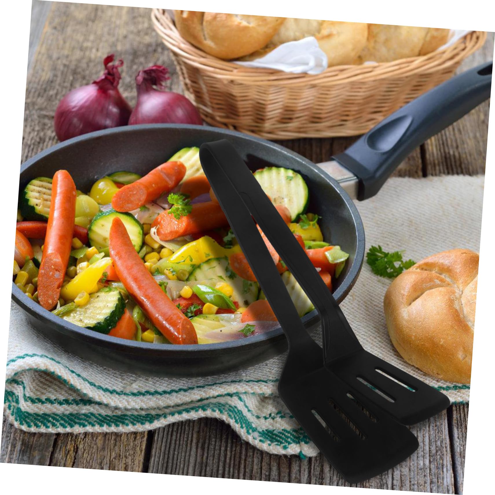 TOYANDONA 2 Stück Bratspatel-Clip spachtel küchenzange silikonschaber grillzangen grillspatel Zange Küche Essenszange Dreher Zangenklemmen Pfannenwender für Lebensmittel Kieselgel Black