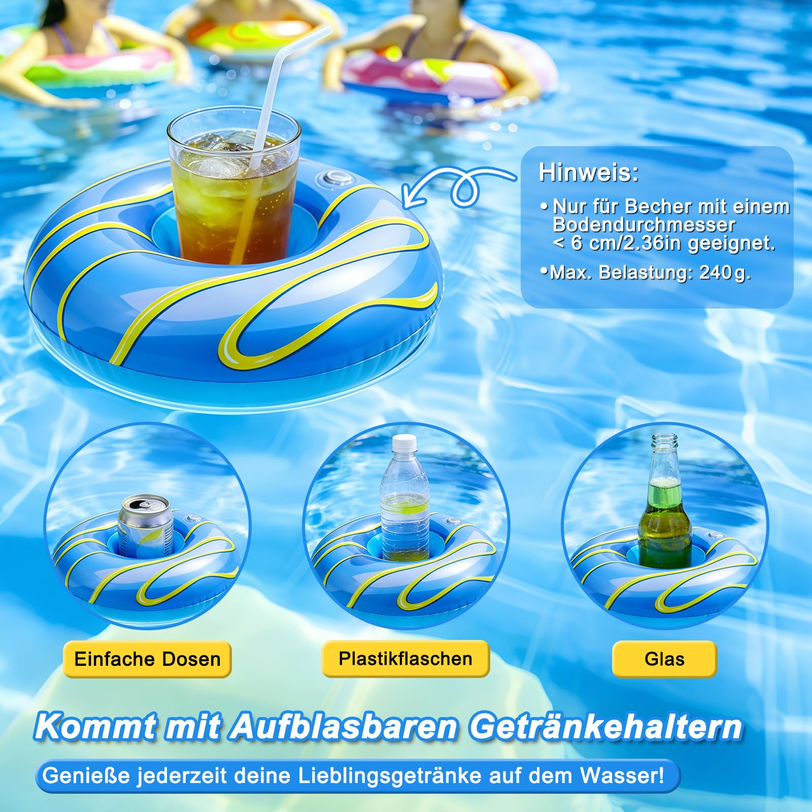 Materac dmuchany, 2 sztuki, akcesoria basenowe, hamak wodny, 4 w 1, z uchwytem na napoje, basen, hamak dla dorosłych, materac do pływania, fotela, hamaka, materaca, siedziska