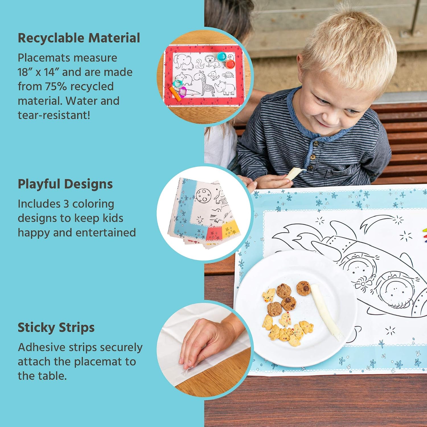 J.L. Childress ColorMe Disposable Placemats for Toddlers & Kids, 24 Pack image 3