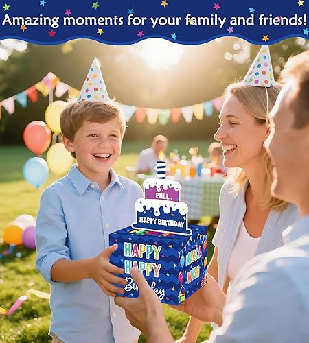 Vista 2 de Birthday Money Box for Cash Gift Pull, Surprise Gift Boxes for Money, Money Holder Box with Pull Out Happy Birthday Card and 50Pcs Transparent Bags
