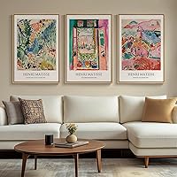 Henri Matisse 3-Piece Framed Canvas Wall Art Set - Colorful Abstract Landscape Prints 24x36 Inches for Living Room, Office, Hallway