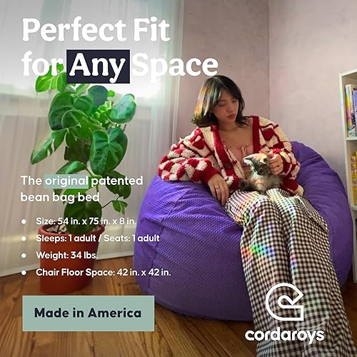 Miniatura 48 de CordaRoy's Puf de felpilla, silla convertible que se pliega de puf a cama, como se ve en Shark Tank, color carbón, tamaño Queen