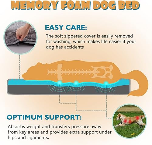Miniatura 2 de Cama de Espuma Viscoelástica para Perros Grandes, Camas Refrescantes para Perros Grandes, Alfombrilla Lavable para Mascotas para Jaula con Alivio