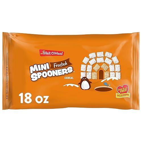 Malt-O-Meal Mini cucharas esmeriladas de cereales de trigo rallado, bolsa de 18 onzas