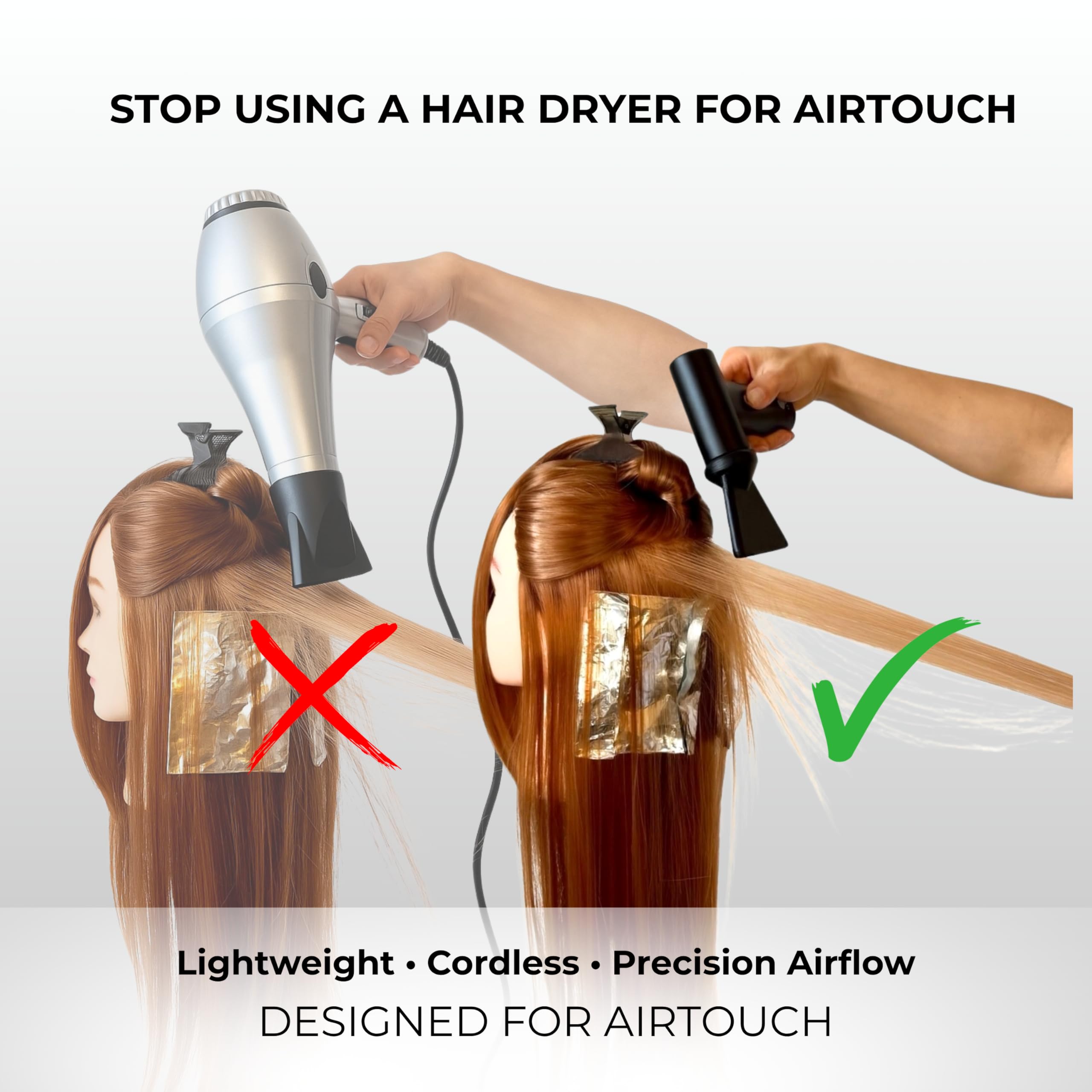 AIR Professional AirTouch Tool – Buse plate rotative pour AirTouch, balayage et mèches | Outil pneumatique de précision sans fil pour coloristes de cheveux | Comprend une poignée à cheveux et | Conçu spécifiquement pour les applications couleur AirTouch