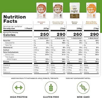 Oats Overnight - Vegan Variety Pack High Protein, High Fiber Breakfast Shake - Gluten Free, Non GMO Oatmeal Banana Bread, Blueberry Cobbler & More 8 Pack