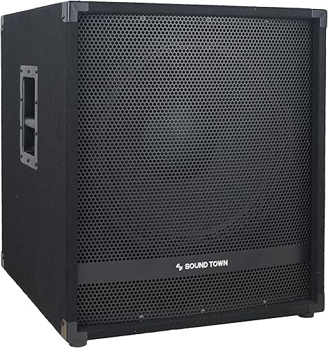 Sound Town METIS Series Subwoofer alimentado de 1800 vatios de 15 pulgadas con amplificador de clase D, bobina de voz de 4 pulgadas, filtro de paso