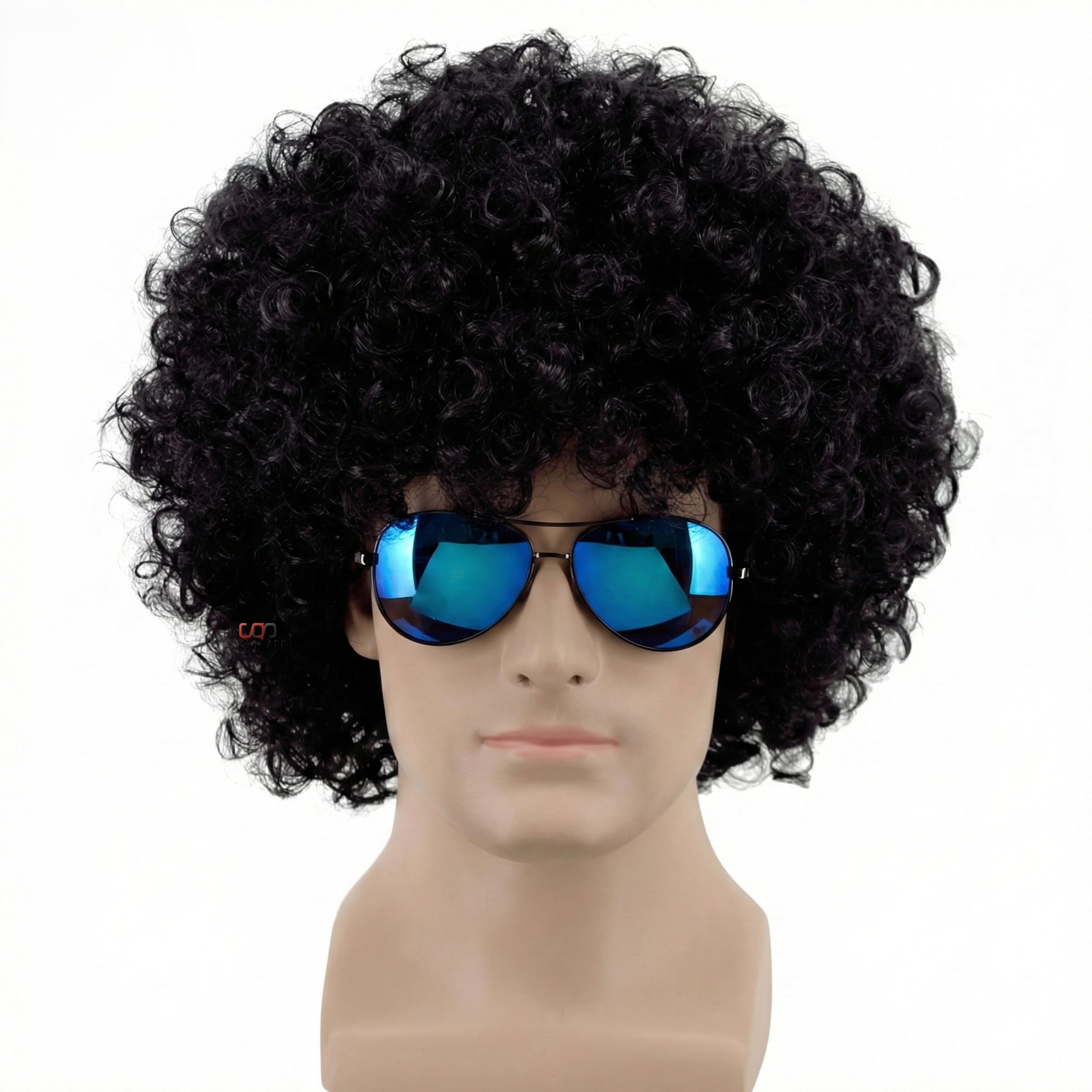Salvus APP SOLUTIONS Synthetic Short Wavy Hair Wig for Cosplay, Photo Booth, Fancy Dress, Holi & Fashion (Black)-image-21