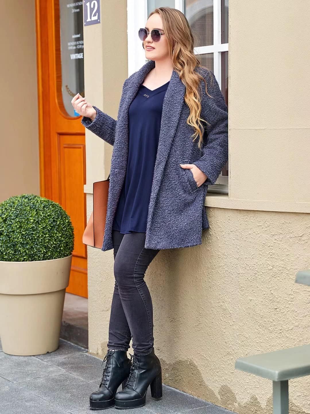 LARACE Women Plus Size Tunic Tops Long Sleeve V Neck Blouse Loose Swing Basic Flowy T Shirt for Leggings - Image 5