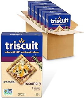 Rosemary & Olive Oil Whole Grain Wheat Crackers, Lunch Snacks, Bulk Snack Crackers, 6 - 8.5 oz Boxes