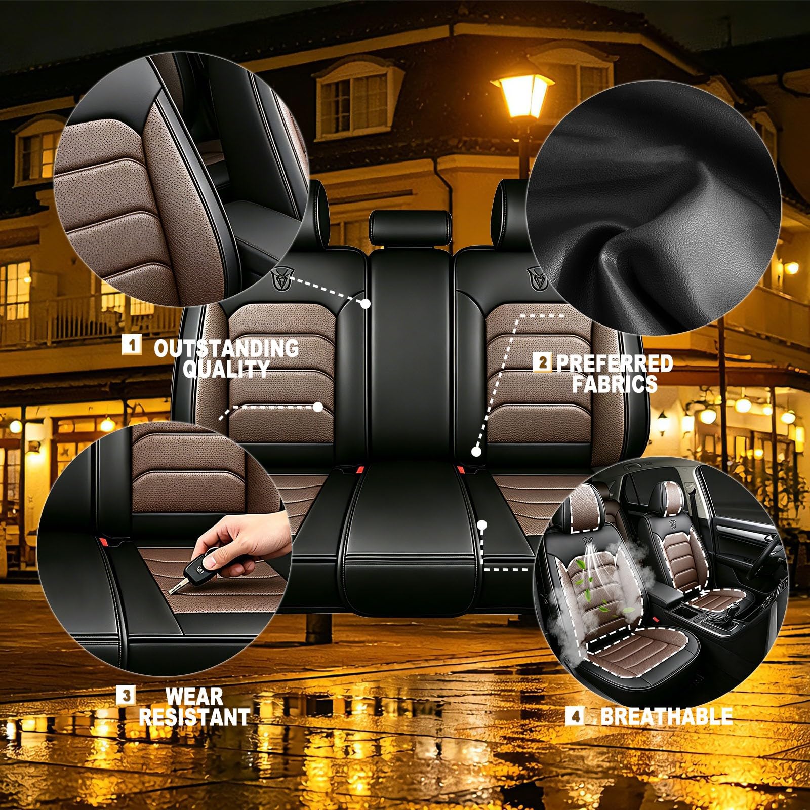 Funda Asiento Coche para Jeep Avenger 2024,Protector De Asiento Delantero para Delantero Y Trasero,Apto para Todas Las Estaciones,Impermeable Y Transpirable